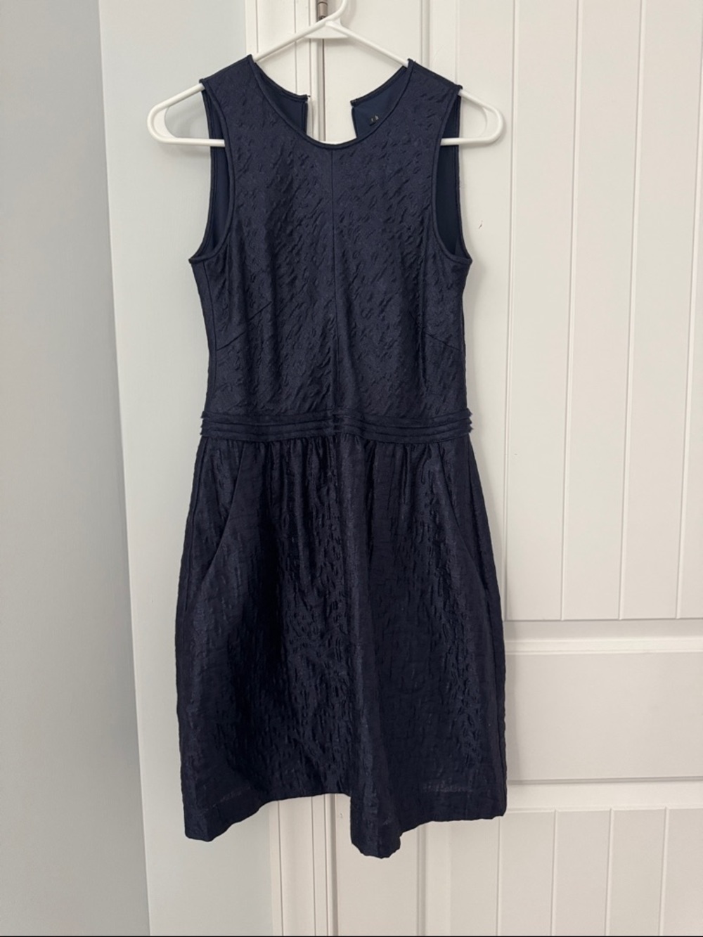Theory Navy Sleeveless Textured A-Line Dress - Picture 1 of 1